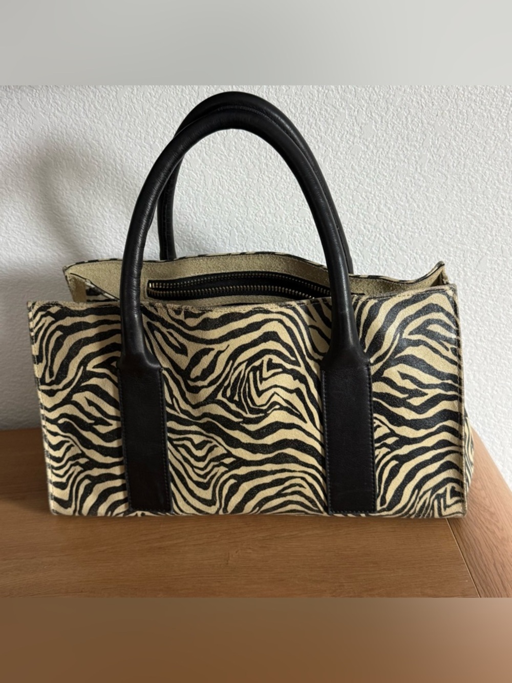 Y2K Style Laura Di Maggio Milano Genuine Leather Zebra Animal Print Purse - Picture 3 of 7